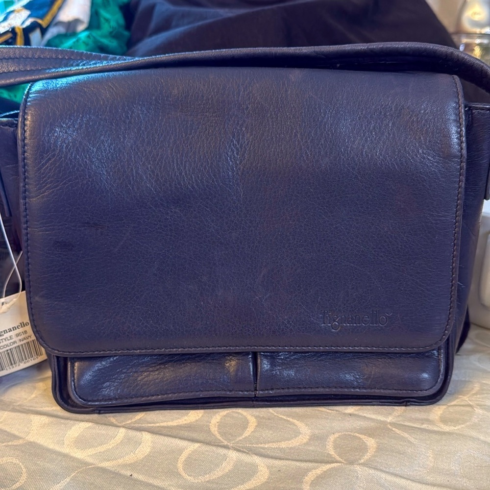 Tignanello Navy Blue Shoulder Bag